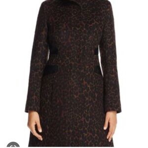 Via Spiga wine Leopard Print Coat